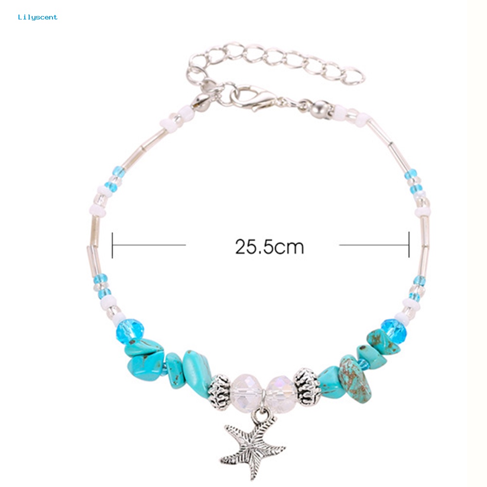 Lilyscent Boho Wanita Shell Beads Bintang Laut Gelang Kaki Pantai Sandal Barefoot Ankle Bracelet