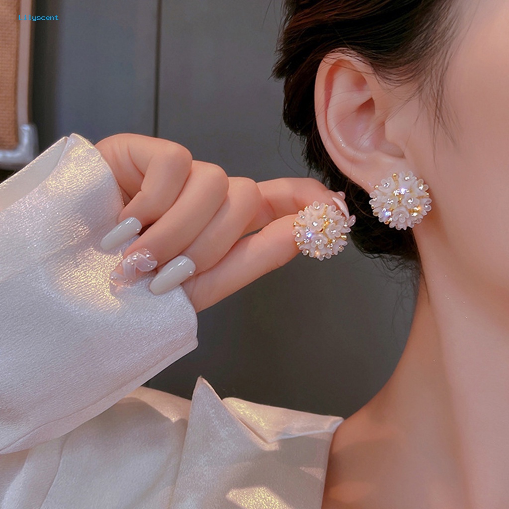 Lilyscent 1pasang Perhiasan Jatuh Anting Telinga Dekorasi Pesta Pacaran Wanita Earrings Hias Berlian Imitasi