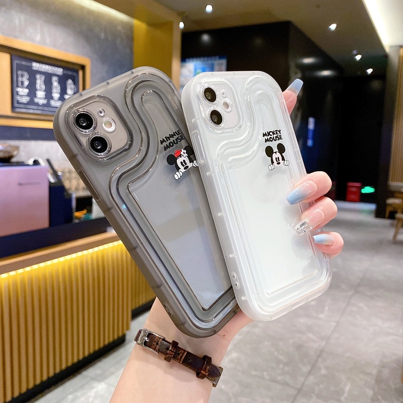 IPHONE Air sac Penebalan Pelindung case Untuk Iphone14 13 12 11 Pro MAX X XR XS Max7 8 Plus Kartun Mickey Minnie Transparan Anti-drop