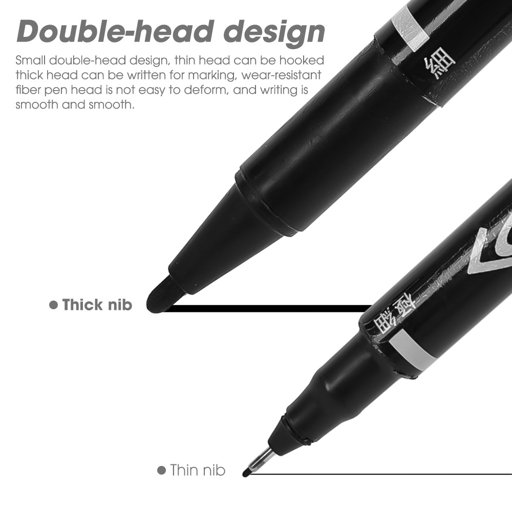 [Harga Grosir] 1pc Double-Ended Extra-Fine Point Marker Hitam Biru Merah Tinta Dual Tip Tipis Liner Pen Anti-Fading Tahan Air Berminyak Pena Untuk Menulis Gambar Sketsa