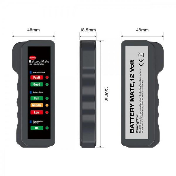 657 KINGBOLEN Mini 12V Car Battery Tester Digital - Alat Tester Aki Dinamo