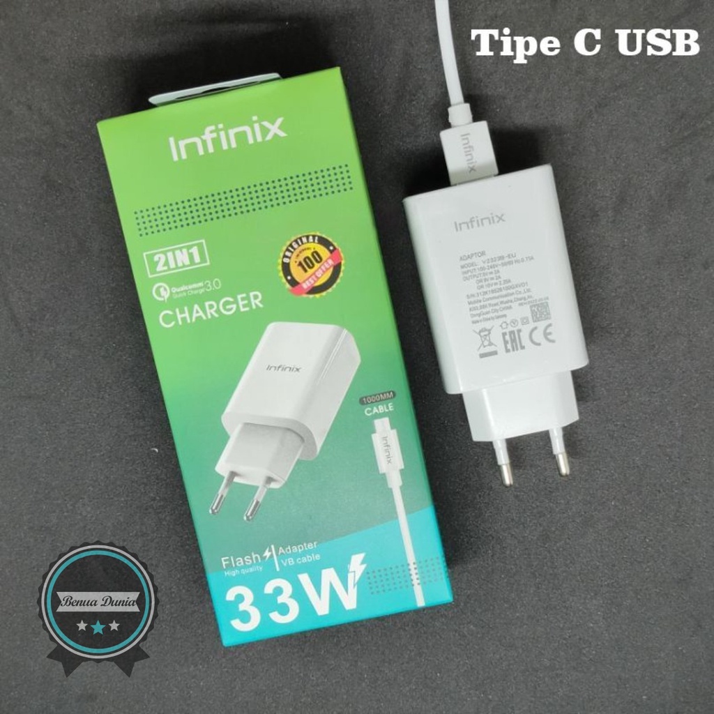 Charger Cashan Infinix Fast Charging 3A 33W ORIGINAL tipe c USB BD3417 oem