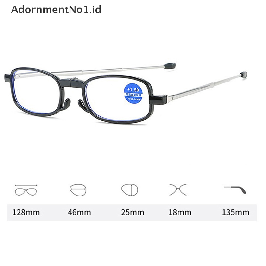 [AdornmentNo1] Kacamata Baca Blue Ray Pria Wanita Kacamata Lipat Frame Metal With Box Portable [ID]