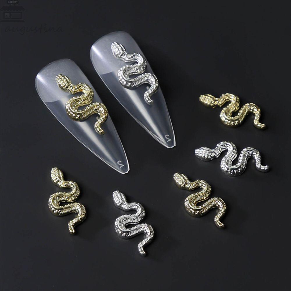 Agustina Dekorasi Kuku Ular Retro Alloy Snake Shaped Charms Glitter Indah DIY Aksesoris Kuku