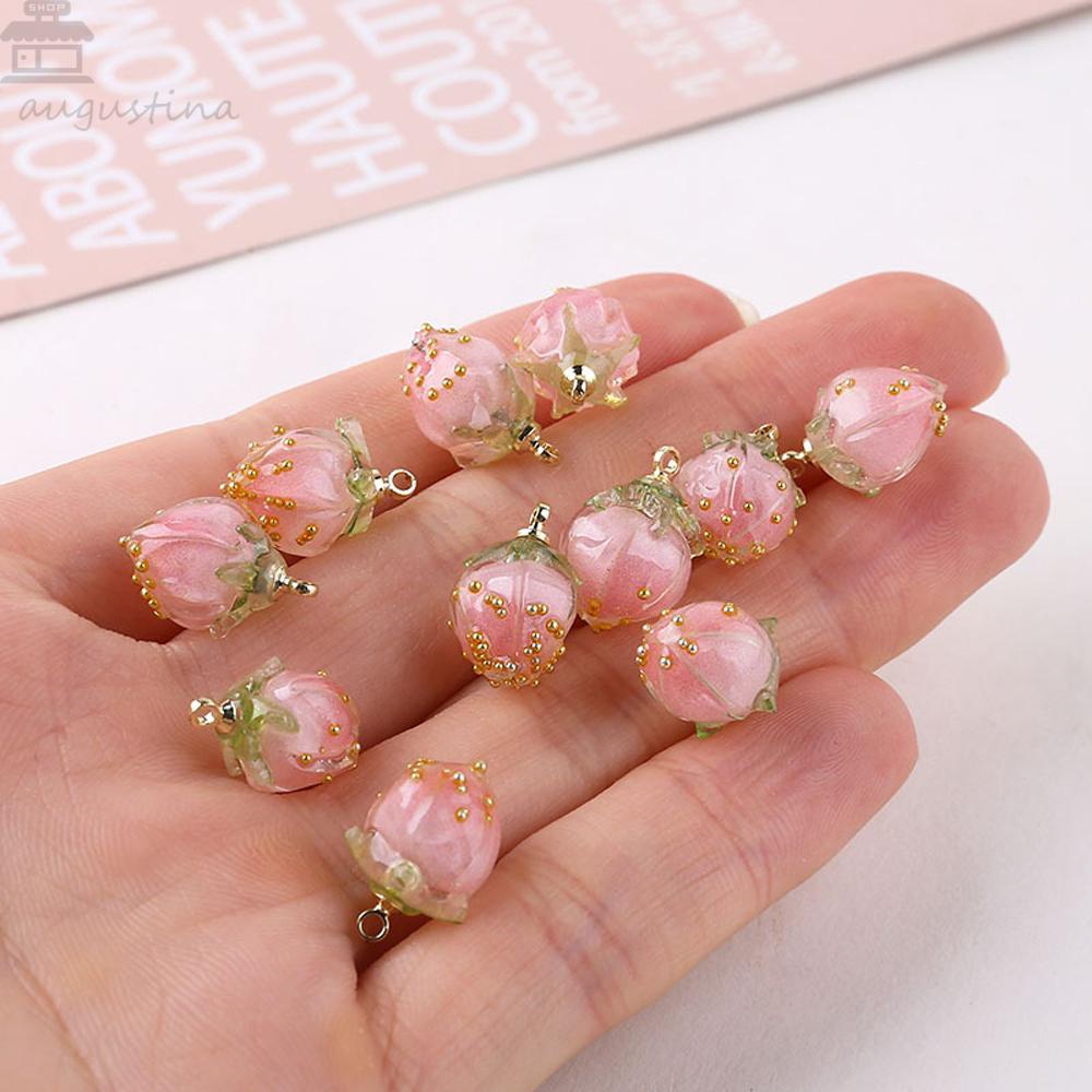 Agustina DIY Perhiasan Aksesoris 2 Pcs/set Fashion Kalung 3D Strawberry Rambut Tongkat Gantungan Kunci DIY Anting
