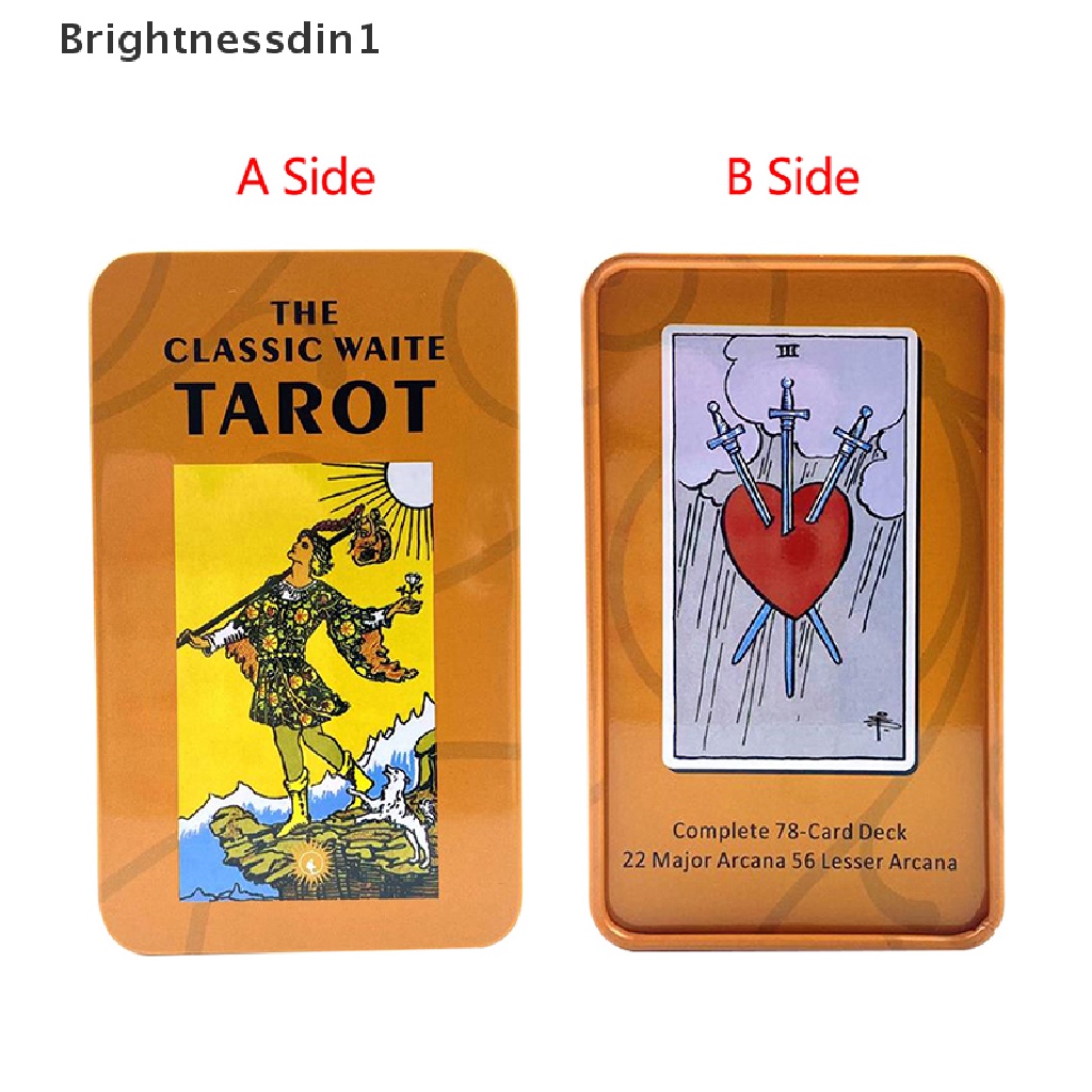 [Brightnessdin1] Kotak Besi Rider Waite Tarot Card Ramuan Ramalan Deck Party Game w/Manual Boutique