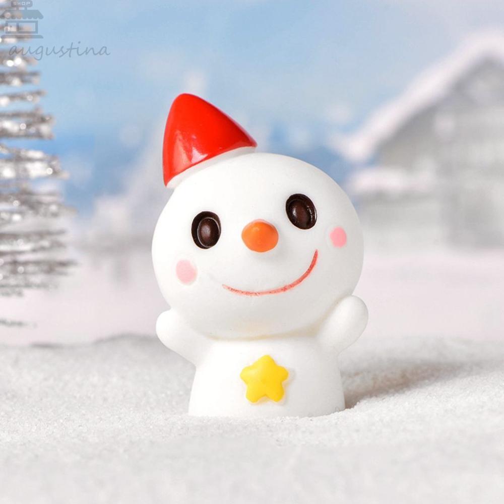 Agustina Ornamen Natal Lucu Mini Bola Dunia Salju Perlengkapan Resin Desain Kartun Pemandangan Mikro Dekorasi Snowman Figurine