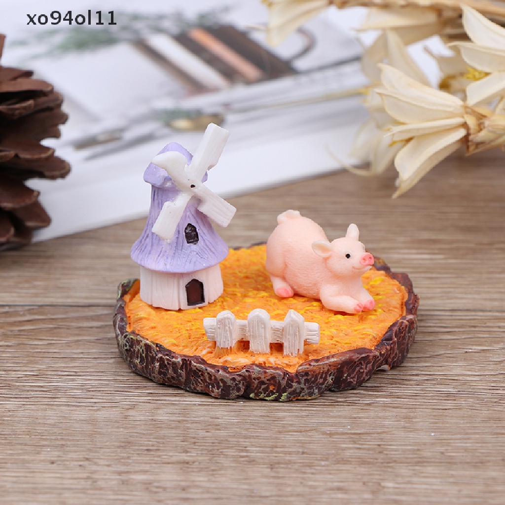 Xo 3Pcs/Set Ornamen Miniatur Patung Kelinci Swan Mikro Untuk Taman Peri DIY OL