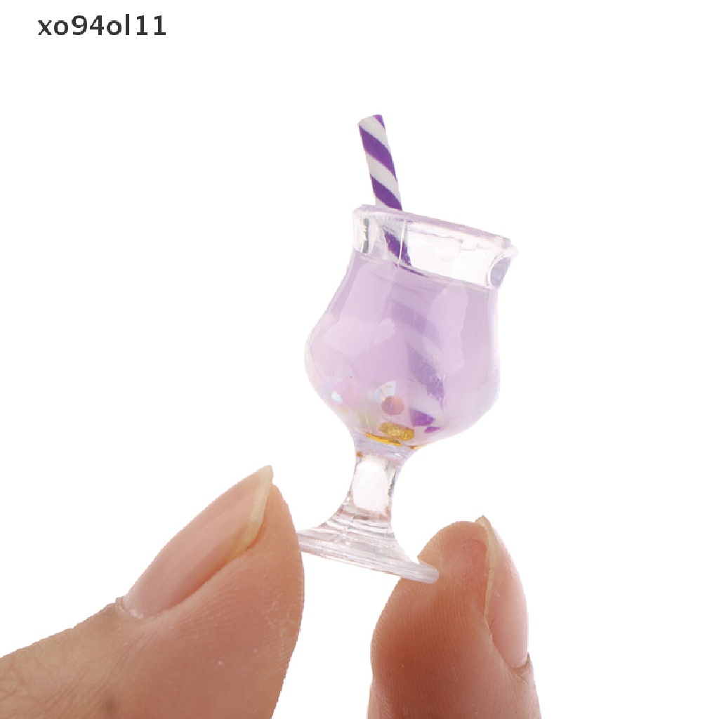 Xo 2pcs1per12rumah Boneka Miniatur juice cup Mini Cocktail Minuman Mainan Untuk Rumah Boneka OL