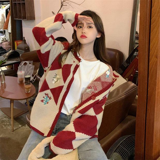 IMPORT LAURA WOMAN CARDIGAN KNIT WOOL BLEND KOREAN STYLE KARDIGAN RAJUT WANITA MUSIM DINGIN MUSIM GUGUR