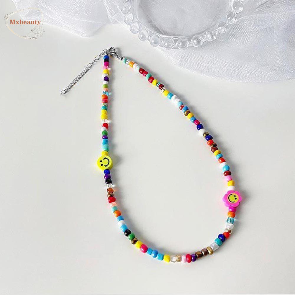 Mxbeauty Wanita Rantai Kalung Kreatif Vintage Untuk Gadis Manik-Manik Manis Wajah Tersenyum Klavikula Choker