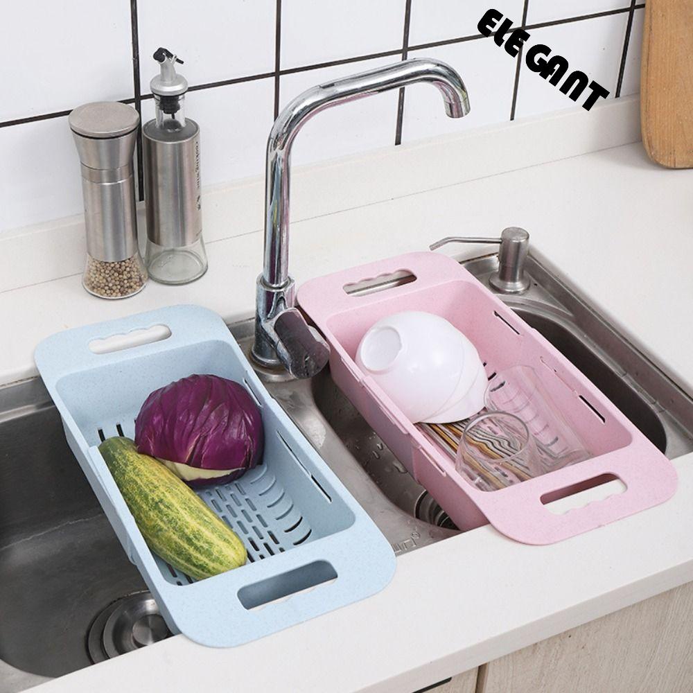 [Elegan] Keranjang Saringan Buah Makanan Ditarik Dapur Collapsible Pasta Drying Rack