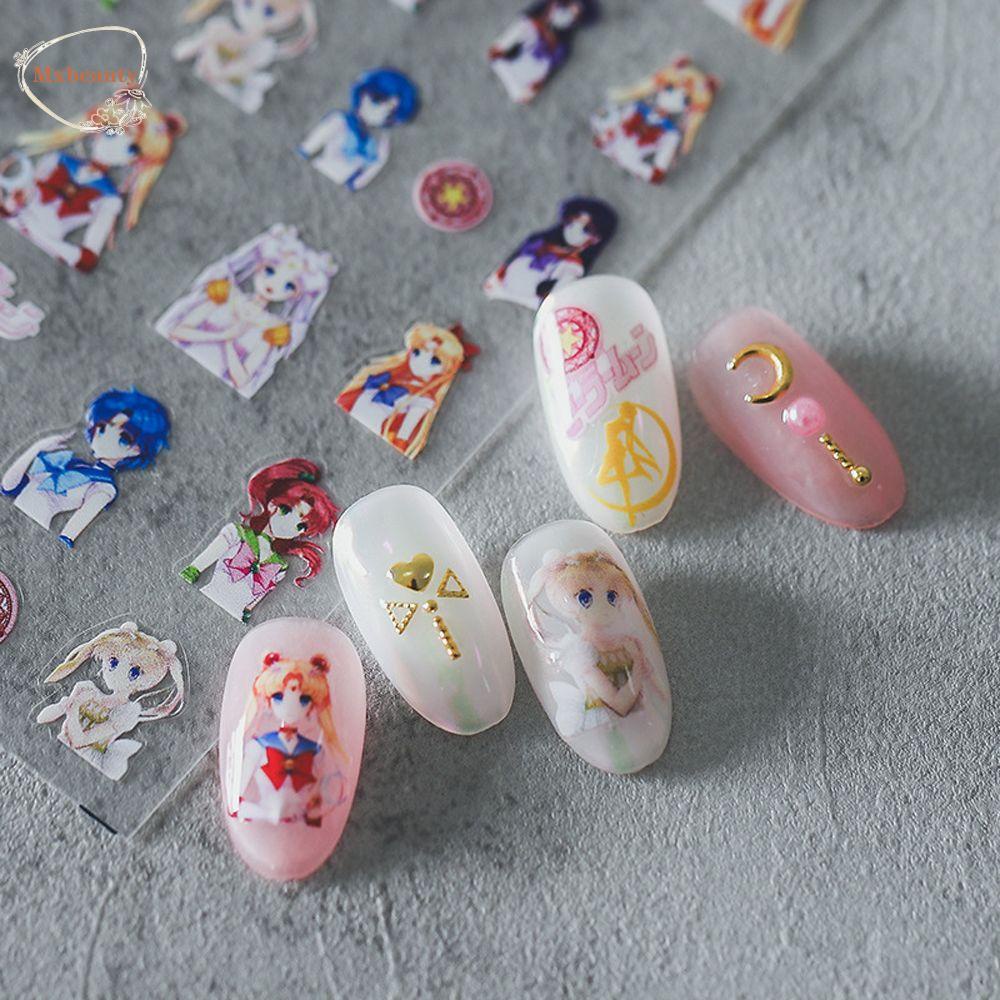 MXBEAUTY Cute Princess Nail Decals Teapot DIY Nail Art Decorations Cartoon Nail Stickers Shell Love Fashion Thin Tough Flowers Self Adhesive Manicure Accessories