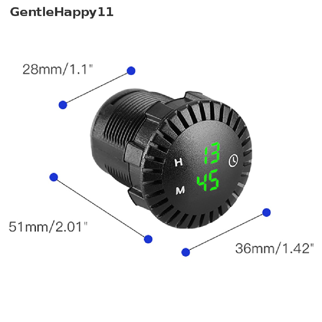 Gentlehappy 12V/24V Otomotif Mobil Perahu Motor Touch Digital Clock LED Display Alat id