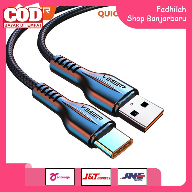 KABEL DATA SUPER VEGER TYPE C QC3.0 VG18 BIRU PENGISIAN CEPAT SPEED FAST CHARGING | FADHILAH SHOP BJB