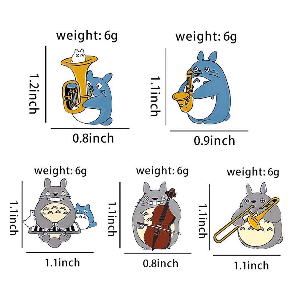 Mxbeauty Totoro Orchestra Bros Sweater Aksesoris Kartun Kasual Piano Cello Gadis Hadiah Saxophone Alloy Lapel Pin Aksesori Pakaian