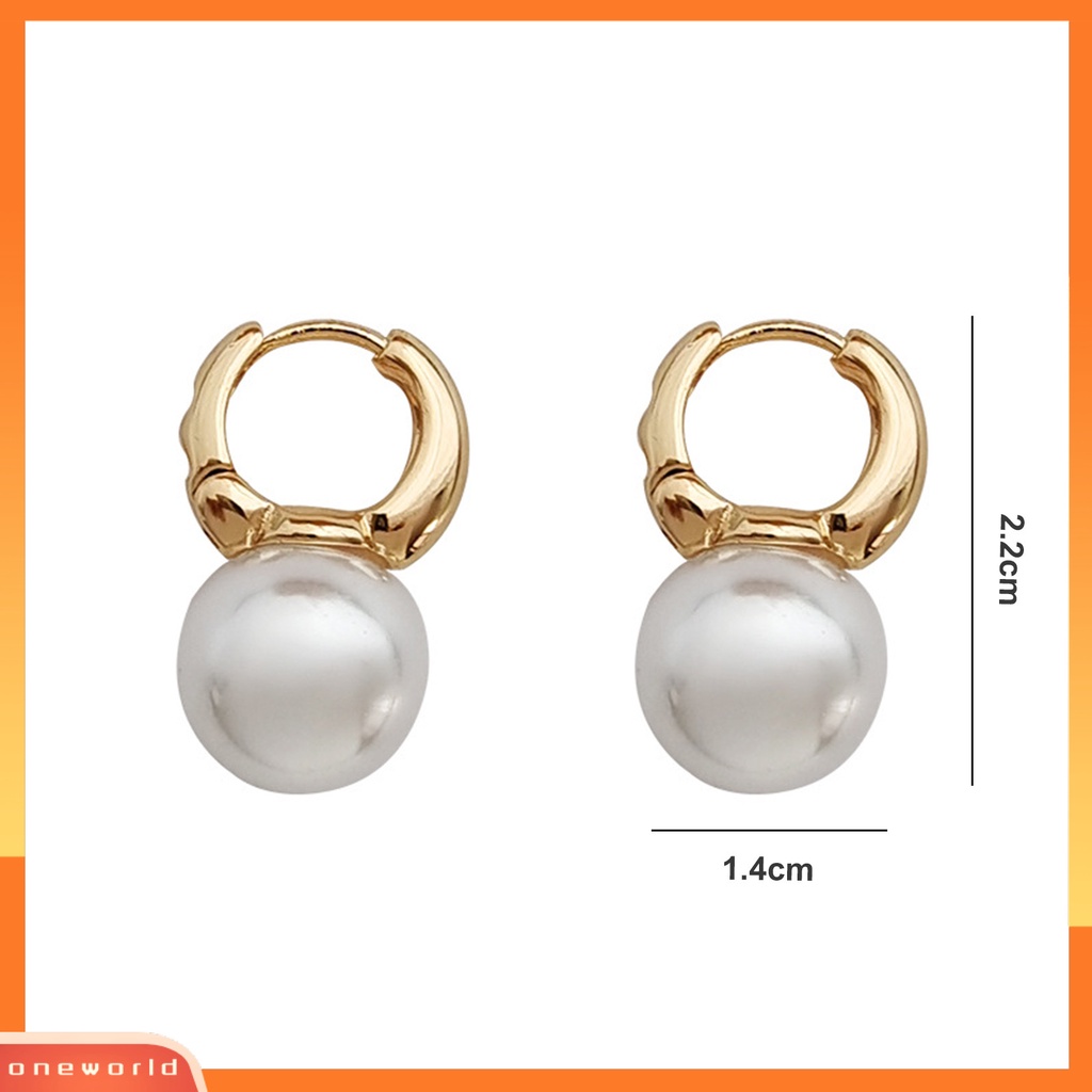 [EONE] 1pasang Anting Pejantan Temperamen Geometris Vintage Hong Kong Gaya High Gloss Hias Elegan Faux Pearl Hoop Earrings Aksesoris Wanita