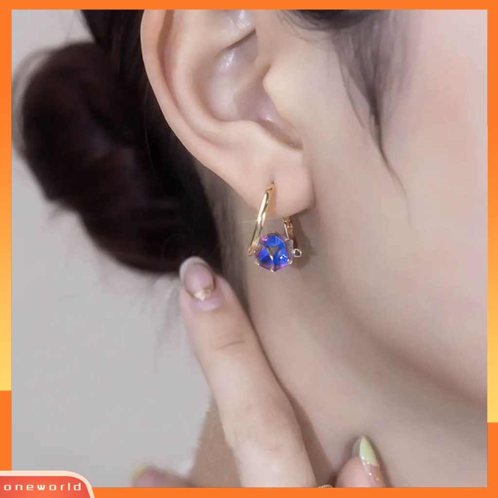 [EONE] 1pasang Drop Earrings Geometris Warna-Warni Temperamen Kilau Terang Electroplating Hias Hadiah Anniversary Wanita Biru Kristal Imitasi Menjuntai Anting-Anting Perhiasan Aksesoris