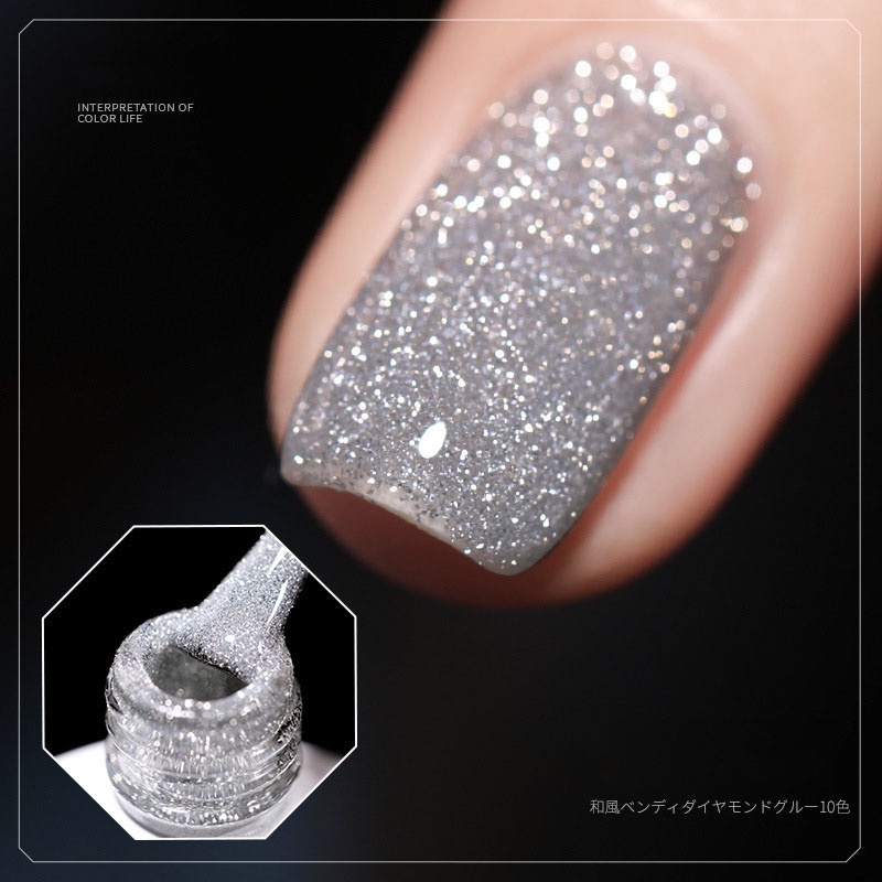 【 COD 】Kutek Gel Flash Night Glitter UV LED Diamond Reflektive Flash On Gel Nail Polish Nail Polish Gel Art/Cat Kuku Gliter Nail polish Gel Art