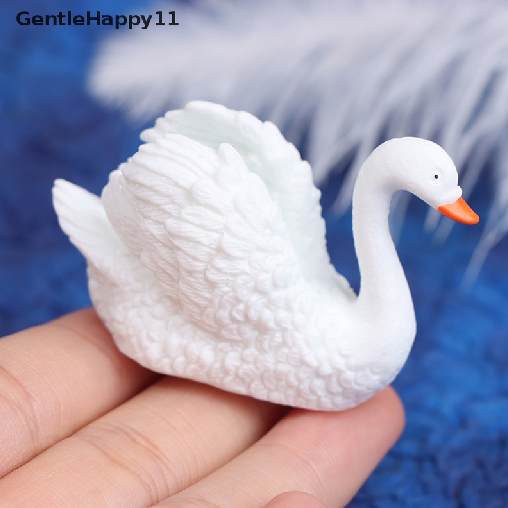 Gentlehappy 2pcs Ornamen Taman Peri Model Angsa Mini DIY Micro Landscape Dekorasi Rumah id
