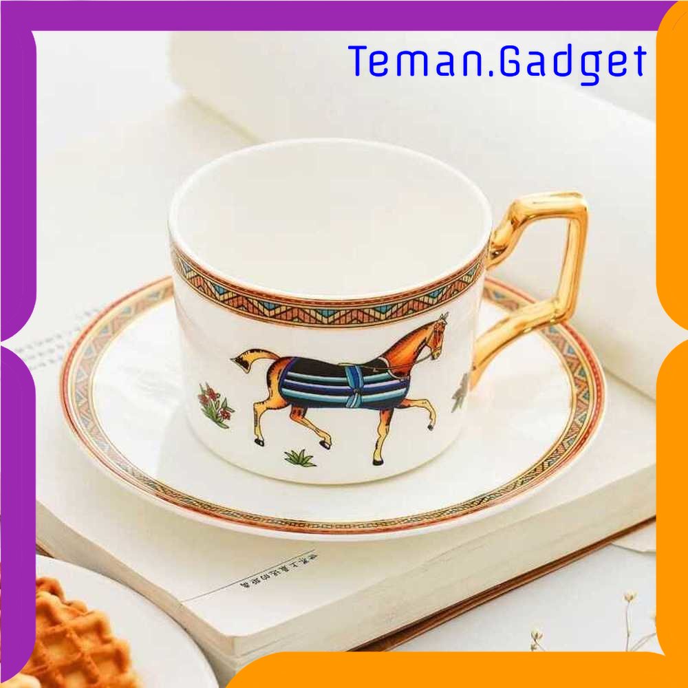 TG - DPR Hermes Set Cangkir Piring Kopi Luxury Ceramic Mugs 200ml - E212