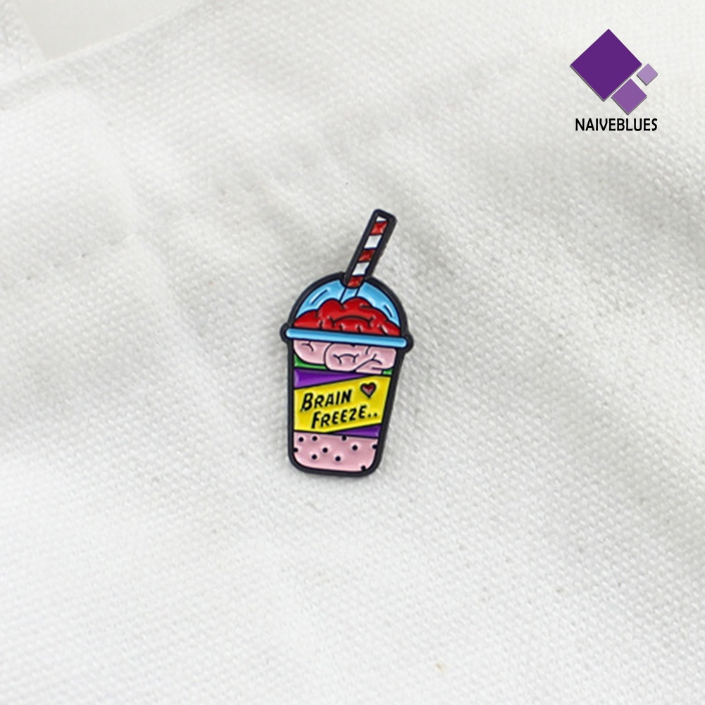 &lt; Naiveblues &gt; Lucu Wanita Warna-Warni Minuman Bentuk Enamel Bros Breastpin Syal Topi