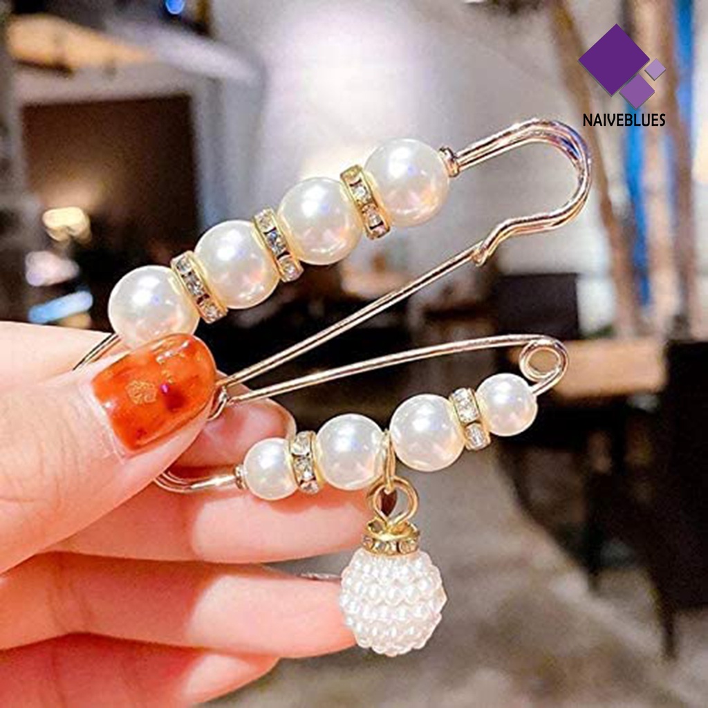 &lt; Naiveblues &gt; 5Pcs Wanita Mutiara Imitasi Pin Besar Hias Pakaian Pinggang Perempuan