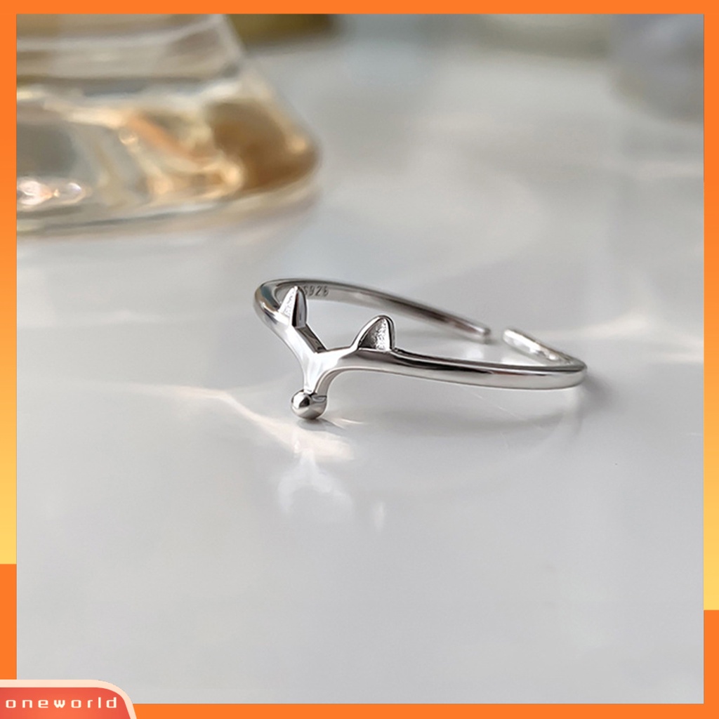 [EONE] Cincin Terbuka Geometris Electroplating Emas Putih Plating Hypoallergenic Desain Rubah Kecil Dress Up Perhiasan Wanita Lucu Hewan Jari Cincin Untuk Pesta