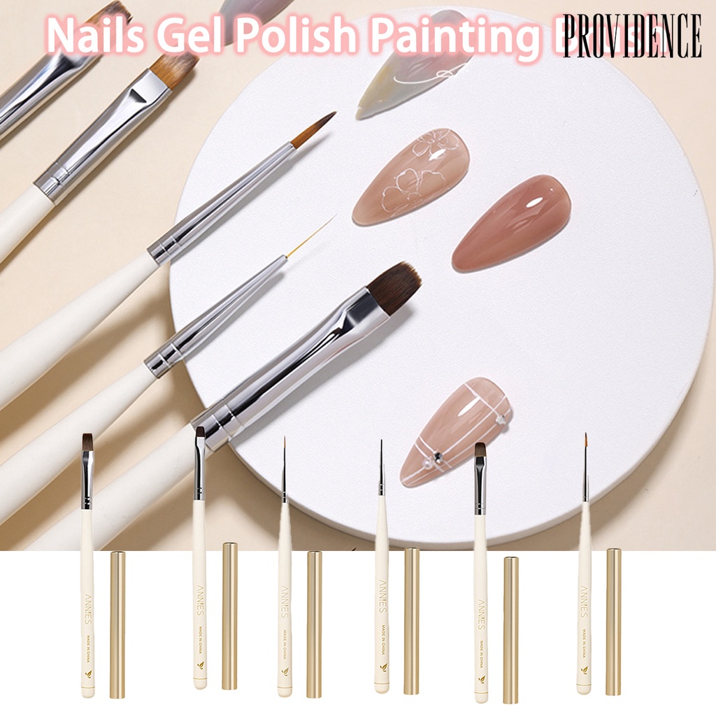 Providence Sikat Kuku Fleksibel Bulu Lembut Daya Serap Air Yang Baik Non-slip Gagang Kayu Desain Nail Art Multifungsi UV Gel Lukisan Menggambar Brush Alat Salon