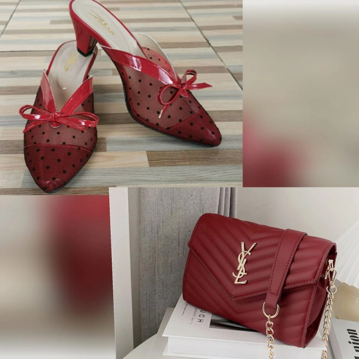 Hantaran Nikah Tas dan Sepatu Set / Seserahan Tas dan Sendal - Hitam, 40