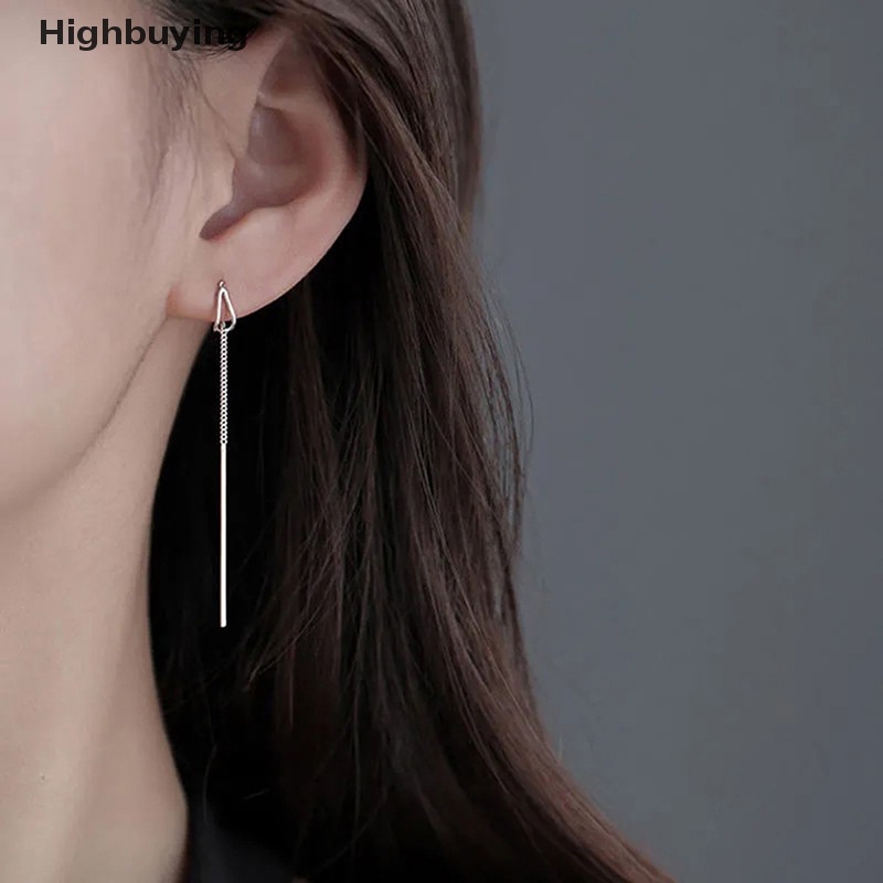 Hbid Gaya Sederhana Rantai Kotak Rumbai Drop Anting Untuk Wanita Panjang Menjuntai Earring Line Aksesoris Tipis Mini Trendi Telinga Perhiasan Glory