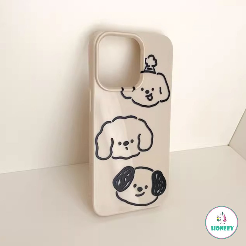 IPHONE Simple Lines Puppy Case Kompatibel Untuk Iphone11 12 13 14 Pro Max 12 Pro Lembut Shockproof Graffiti Hewan Pelindung Cover