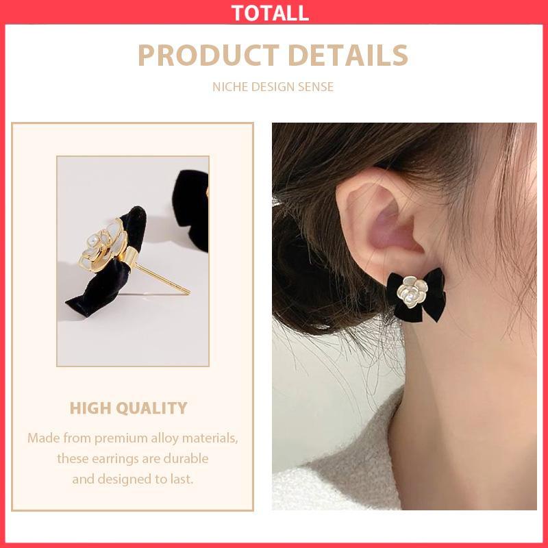 COD Anting bunga Camelia Korea anting busur Vintage Prancis anting premium desain untuk wanita-Totall