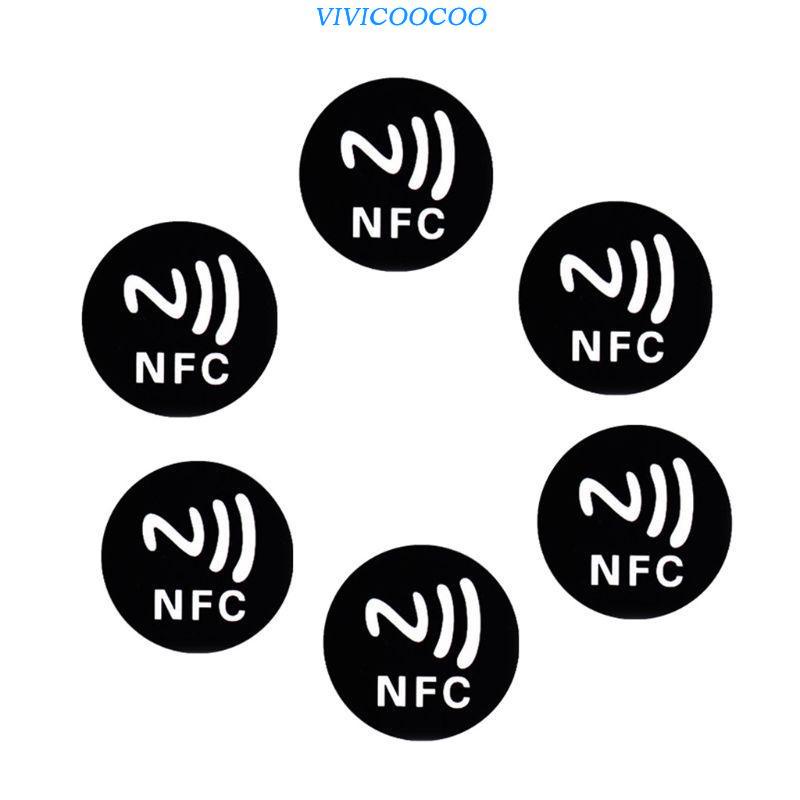 Vivi 6PC Ntag213 NFC Tag Kartu NFC Perekat Diameter 25mm Anti Metal Putih Untuk TagMo NFC-Enabled Smartphones