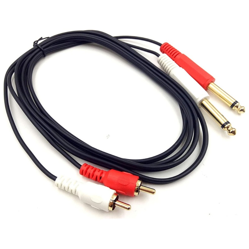 Cre Kabel RCA to 1per4 Lapis Emas Audiophile Dual 1per4inch Mono to Dual RCA Cable Converter Adapter 0.2m/1m/1.5m/3m