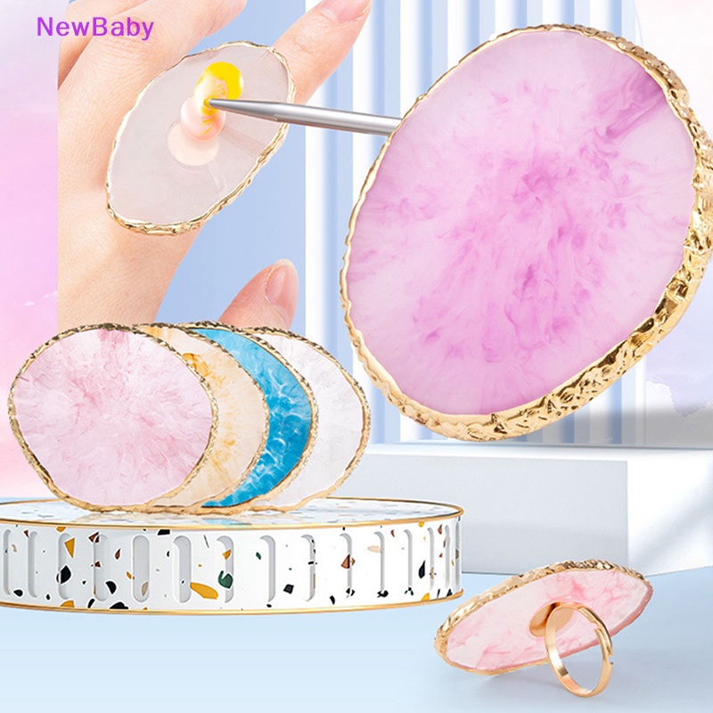 Newbaby 1Pc Resin Batu Palet Kutek Jari Cincin Piring Nail Art Paing DIY Art ID