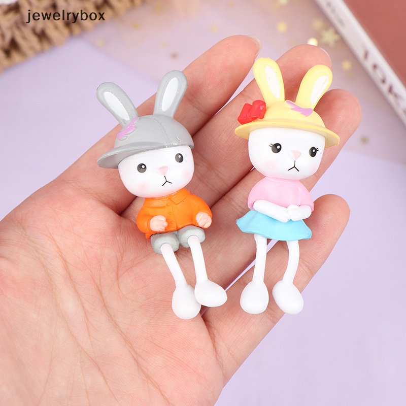 [jewelrybox] Patung Dekorasi Lanskap Miniatur Kelinci Kaki Panjang Resin Lucu Home Decor Boutique