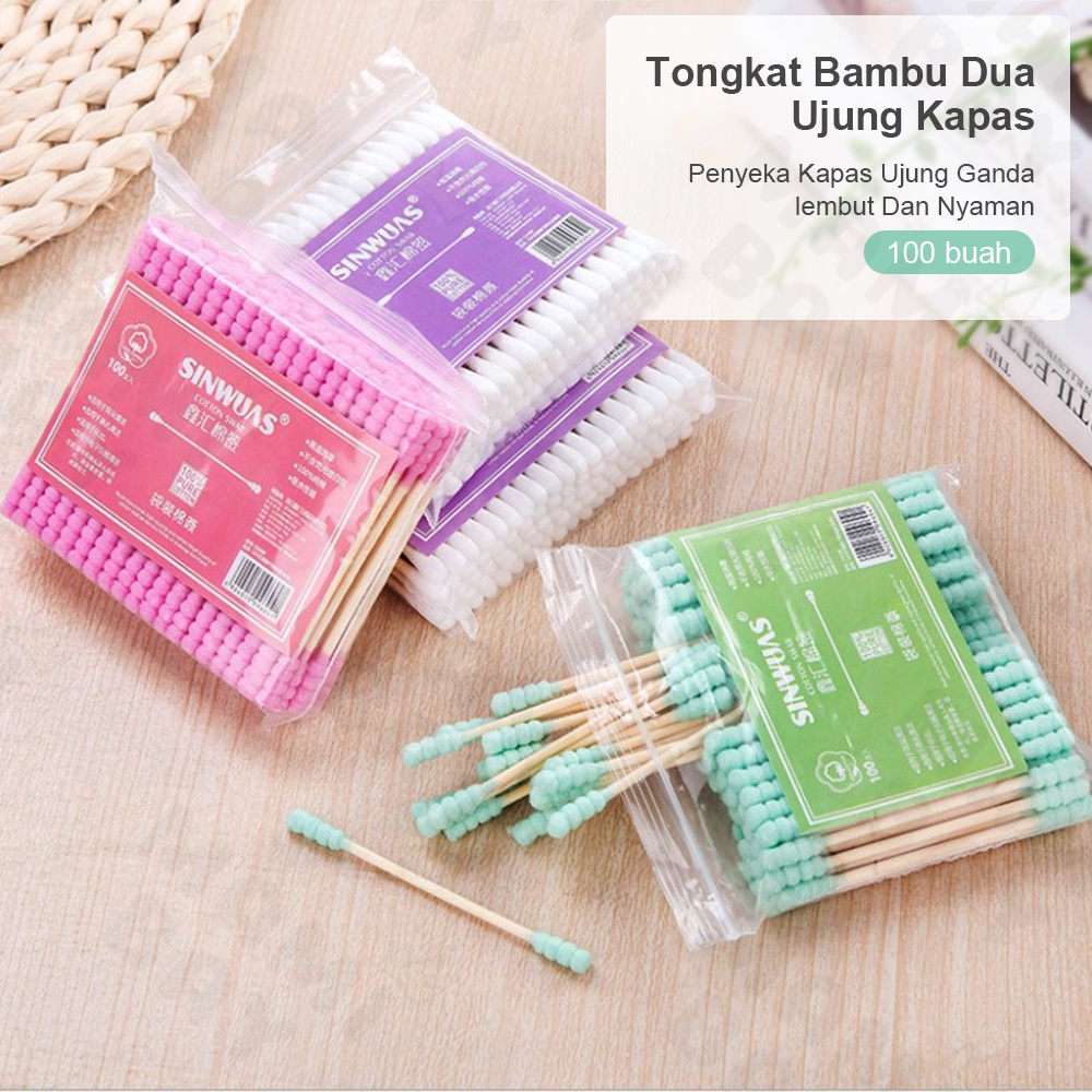 OKEYI 100pcs Cotton bud warna cutton buds model gelombang pembersih Telinga