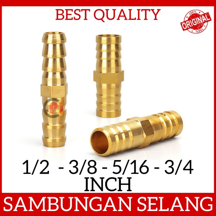 Sambungan Selang Soket Bahan Kuningan Brass 1/2 3/8 5/16 3/4 Inch Inci