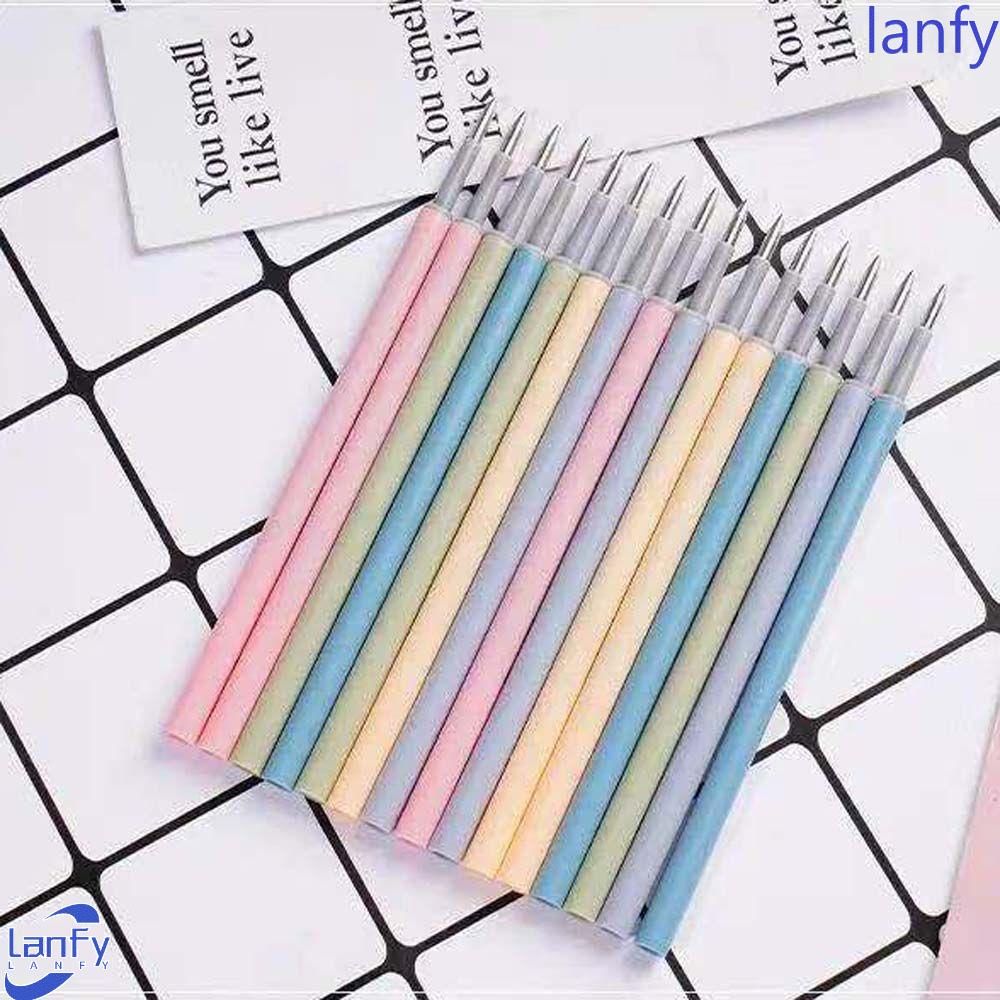 Lanfy Tekan Gel Pen Refill 0.5mm Perlengkapan Sekolah Kantor Siswa Alat Tulis Menulis Refill Pengganti