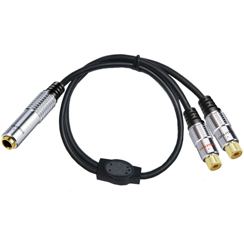 Cre Heavy Duty 6.35mm Female to 2RCA Female/Male Kabel Ekstensi Stereo Untuk Amplifier, Alat Rekam, Speaker