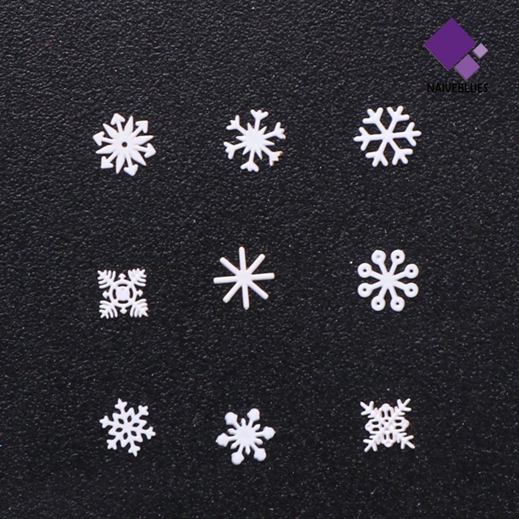 [naiveblues] 100pcs/botol Snowflake Dekorasi Kuku Tempel Kencang Memakai Manicure 3D Nail Art