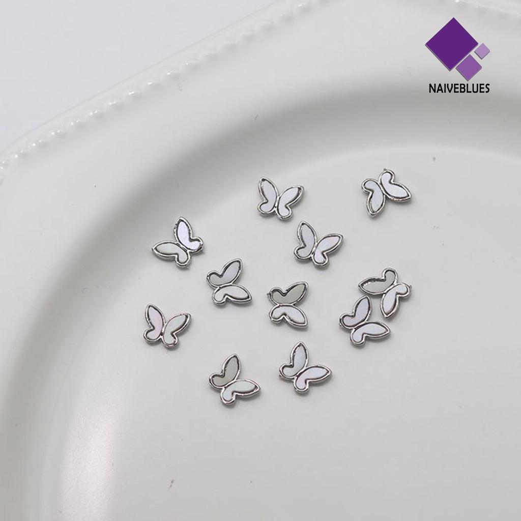 [naiveblues] 10pcs Dekorasi Kuku Kupu-Kupu Bersinar Tiga Dimensi Tidak Jatuh Gloss 3D Shell Butterfly Glitter Dekorasi