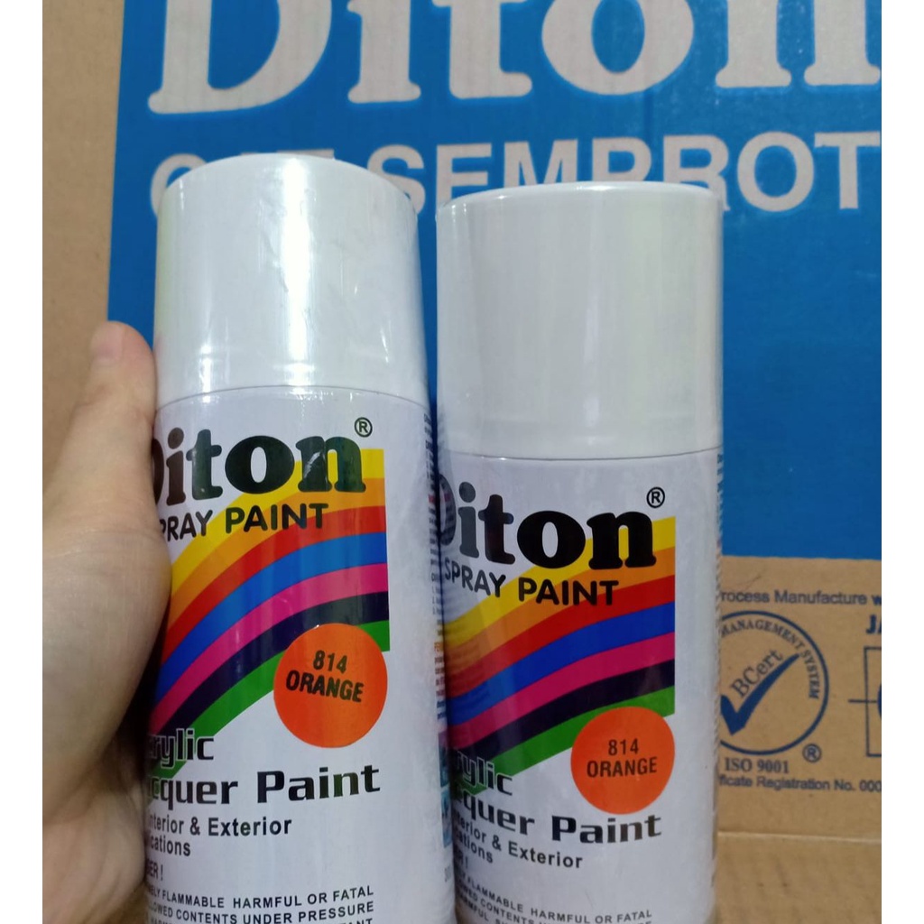 SOLID COLOURS DITON Spray Paint Acrylic Lacquer Paint Pilox Pilok Cat Semprot - 814 ORANGE (300cc / 300ml)