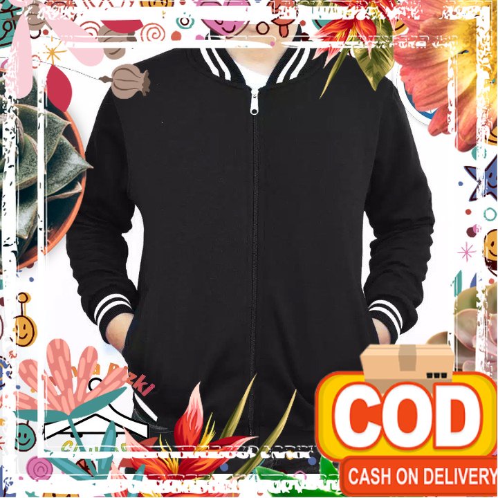COD,,,, Jaket Baseball Resleting Polos Keren/ Jaket Distro Pria /Kaos Wanita/ tebel pol