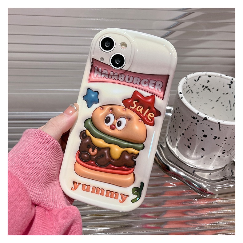 IPHONE Casing Ponsel Desain Kartun Beruang Burger Yang Menyenangkan Dan Lucu Kompatibel Dengan Iphone12 13 14 11 Pro Max X Xs Max Xr Ddcfv