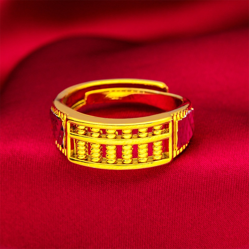 Goldkingdom Fashion Perhiasan Aksesoris Ready Stock Pria Sempoa Cincin Ganda Emas Dan Perak Agresif Adjustable Ring