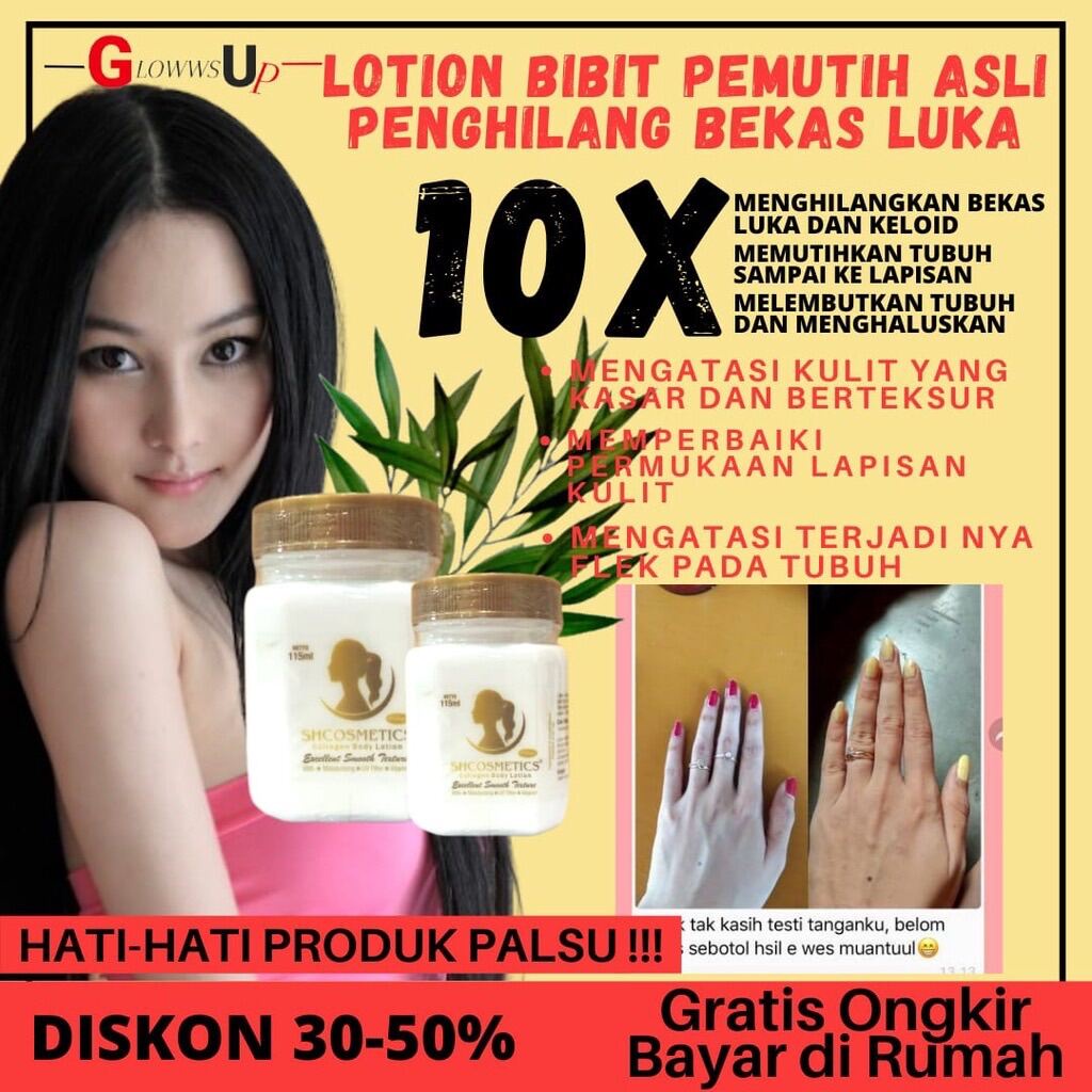 BIBIT COLLAGEN SH COSMETICS ORIGINAL BPOM 100ML LOTION PEMUTIH TUBUH INSTAN  READY GLUTACID, SCARLET