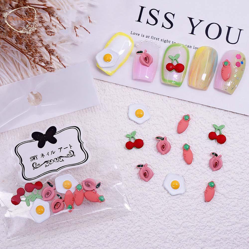 Mxbeauty Buah Perhiasan Nail Art Warna Permen Indah Lucu Peach Kaktus Telur Rebus DIY Alat Nail Art