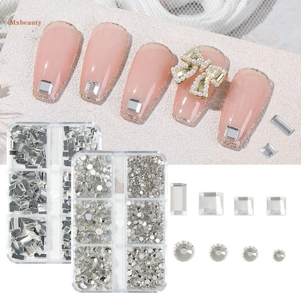 Mxbeauty Paku Charms Glitter DIY Manicure Aksesoris Multi Bentuk Mix Ukuran Kristal 3D Dekorasi Kuku